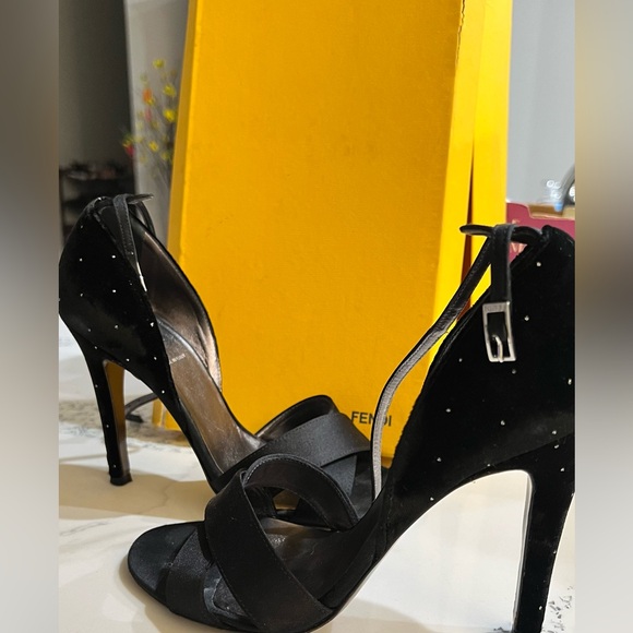 Stiletto with rhinestones, Velvet - Picture 4 of 7